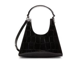 Staud Black Croc Mini Rey Bag  NWT